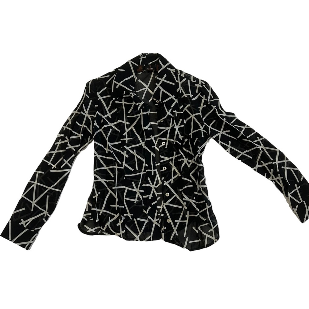Jessica by Christopher Lai Black and White patterned button up